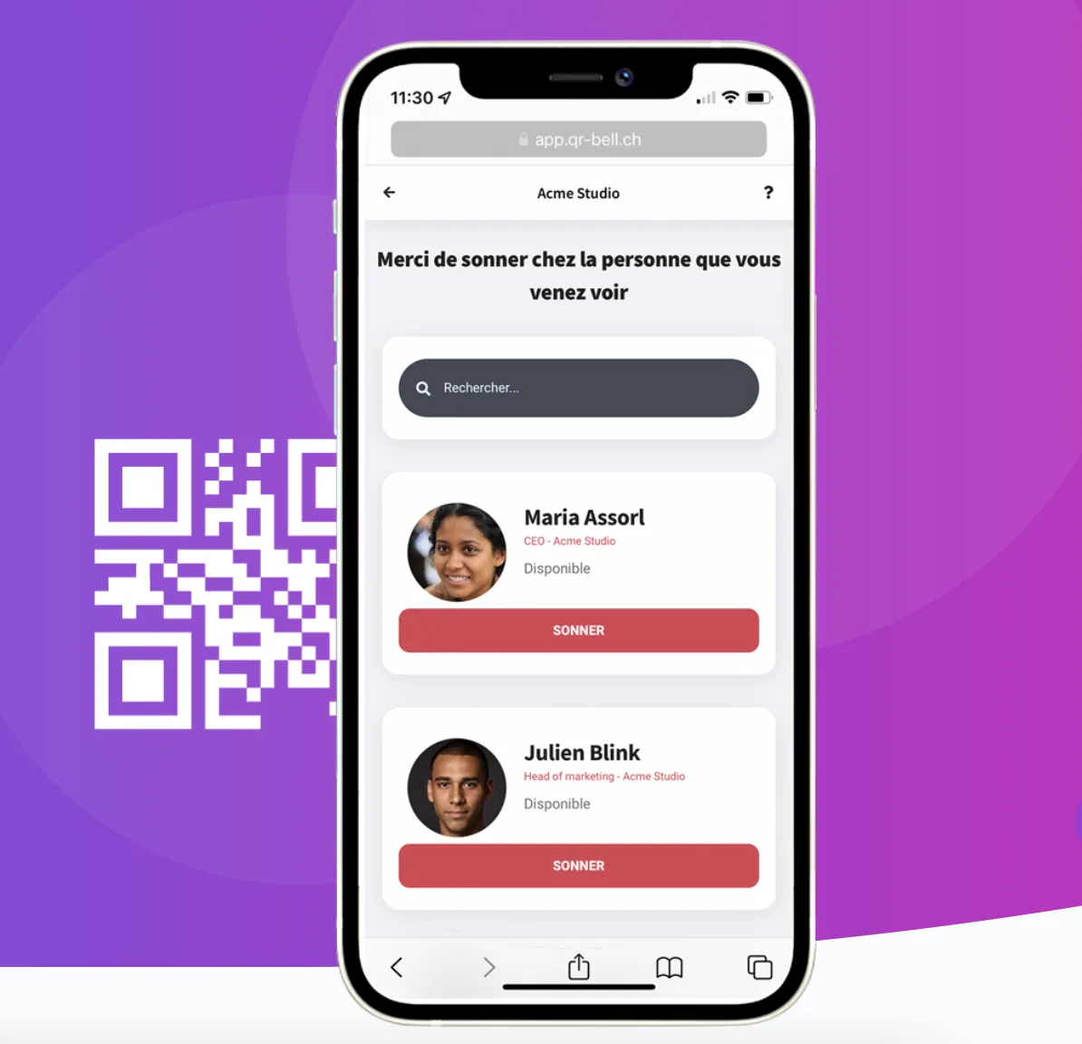 Capture d'écran de QR-Bell